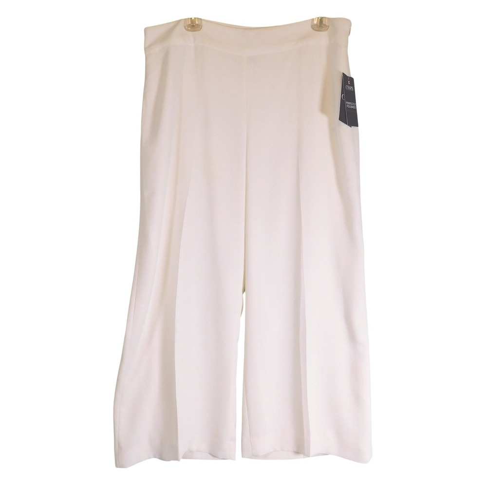 Chaps Dream Lake Pearl White Wide Leg Crepe Cropped Trousers Pants Size‎ 12 NWT